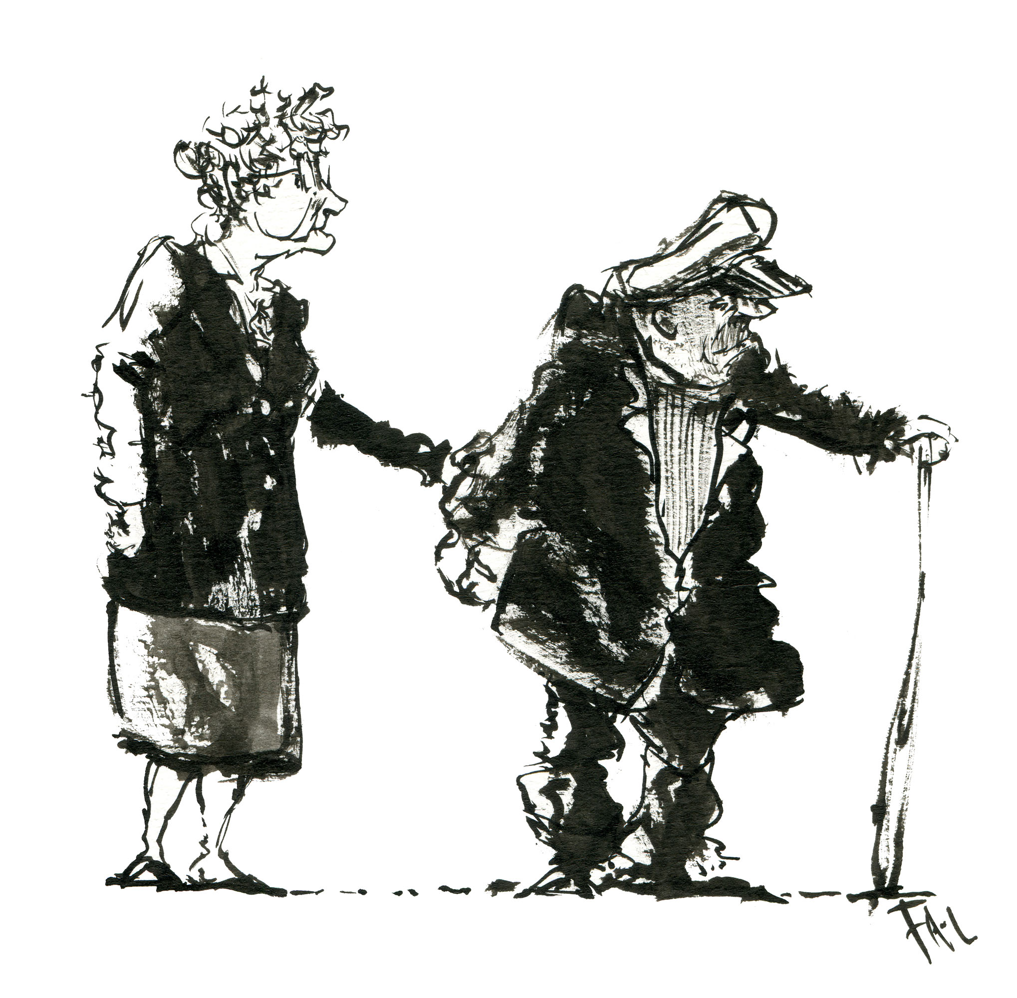  Old Couple Drawing at PaintingValley.com Explore 