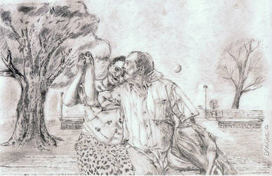 387x250 Cute Old Couple - Old Couple Drawing