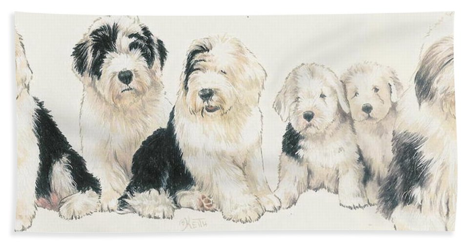 967x500 old english sheepdog puppies beach towel for sale - Old English Sheepdog Drawing