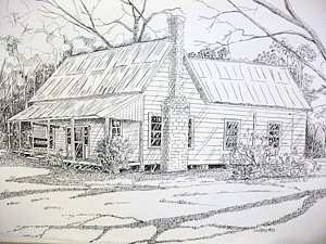 300x225 Old Farmhouse Drawing - Old Farm Drawing