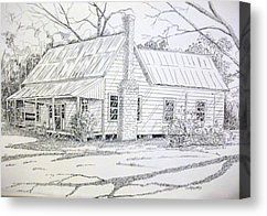 242x196 Farmhouse Prints Drawings Canvas Prints - Old Farm Drawing
