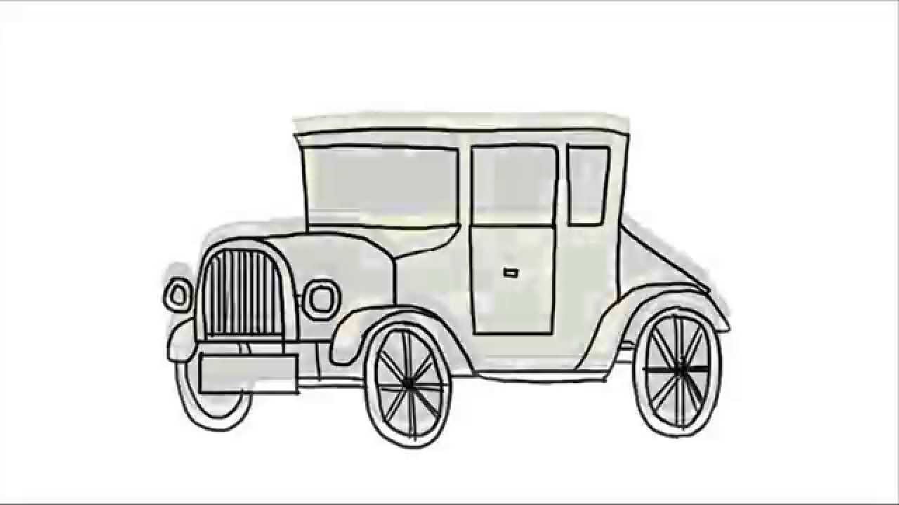 how to draw an old fashioned car easy