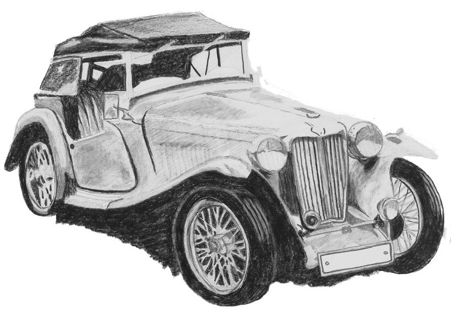 900x619 Vintage Car Drawing Drawing - Old Fashioned Car Drawing