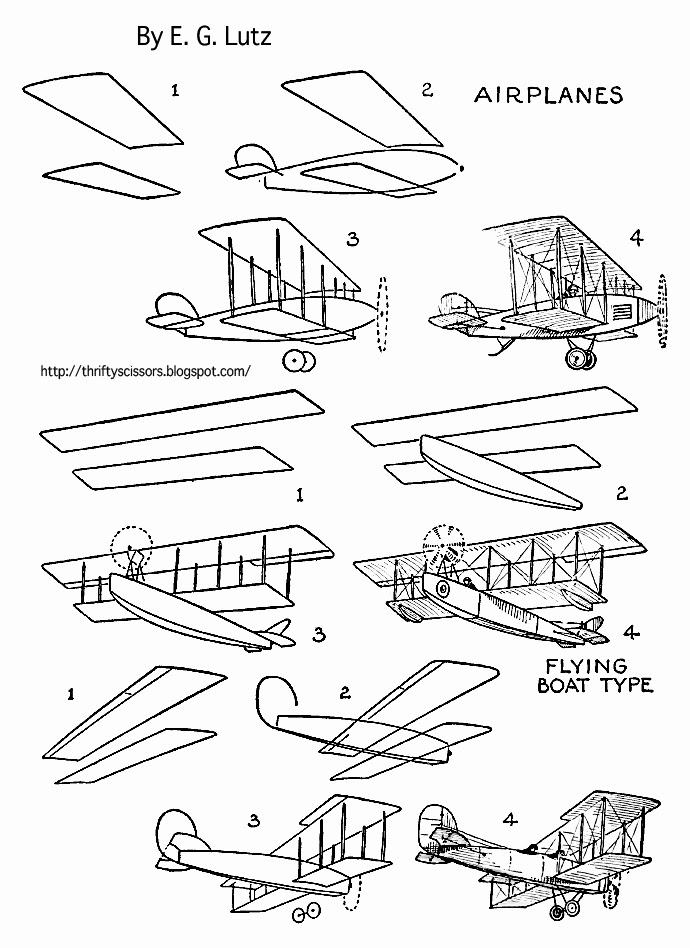 690x948 how to draw old fashioned airplanes thrifty scissors - Old Fashioned Drawings