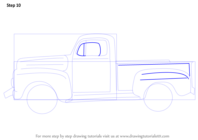 844x598 Learn How To Draw A Vintage Truck - Old Ford Truck Drawing
