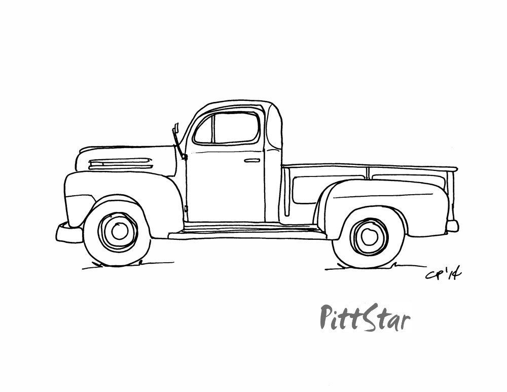 1000x773 old ford truck coloring pages great free clipart, silhouette - Old Ford ...