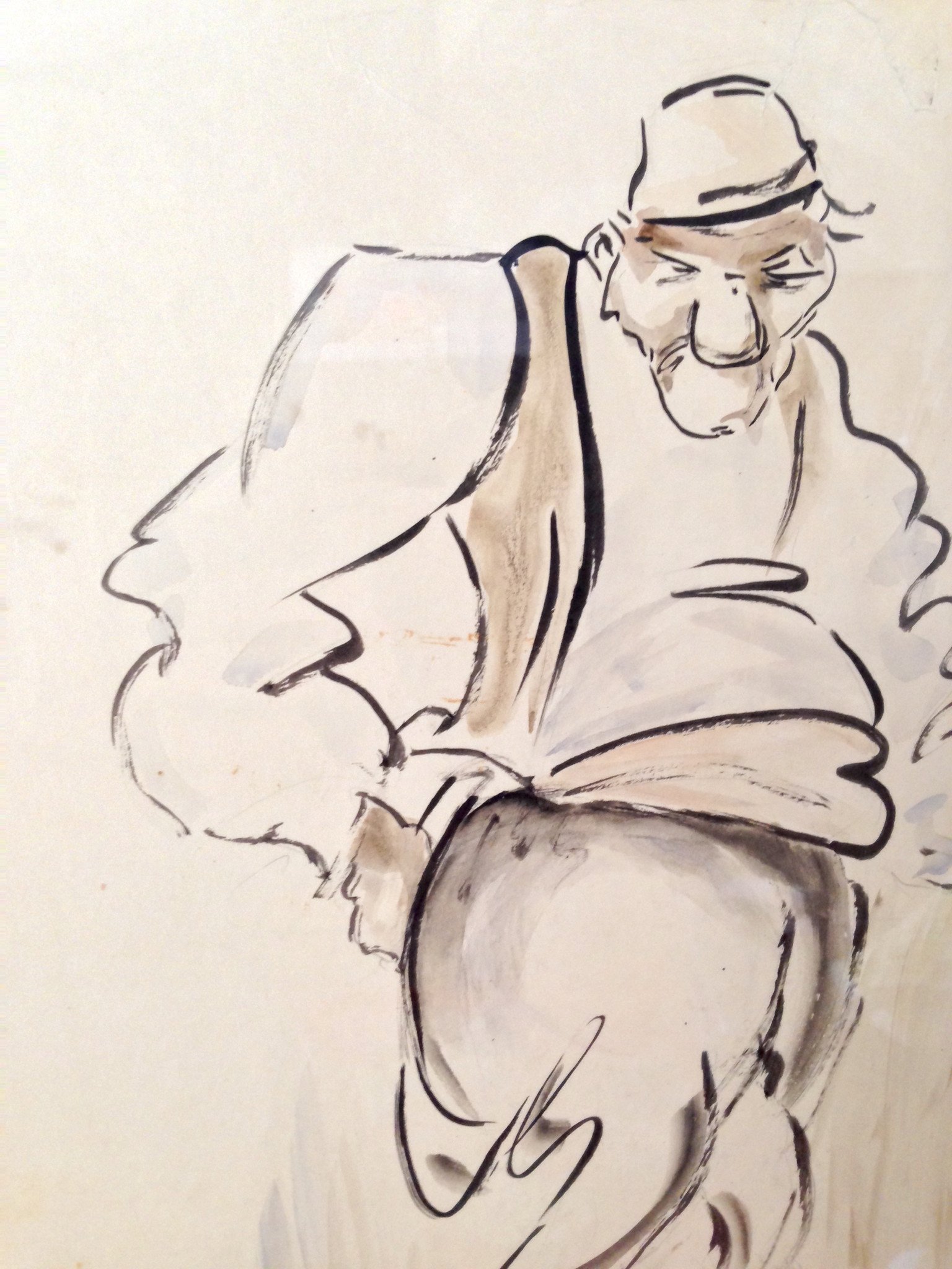 1536x2048 framed original drawing - Old Guy Drawing