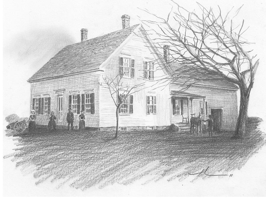 900x689 Old House Pencil Portrait Drawing - Old House Drawing