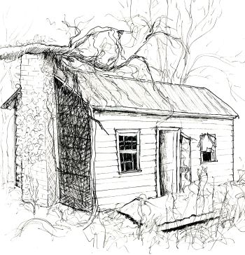 350x364 Old House Drawing - Old House Drawing
