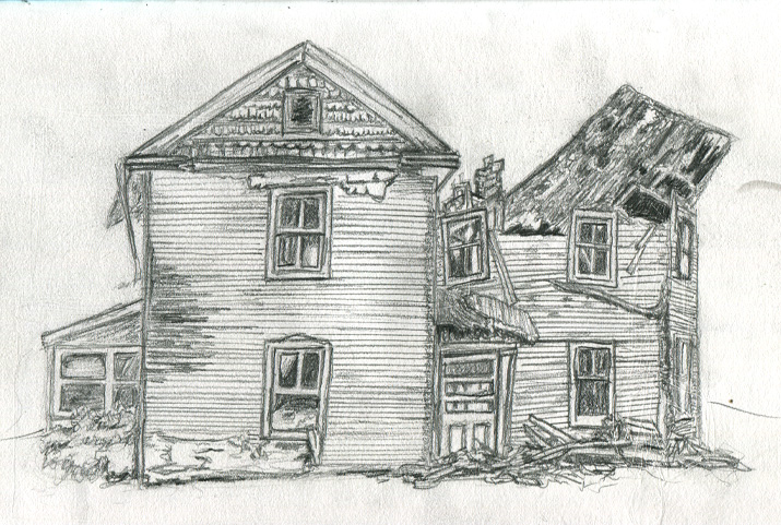 715x481 Drawing Old Broken Down House The B Roll - Old House Drawing