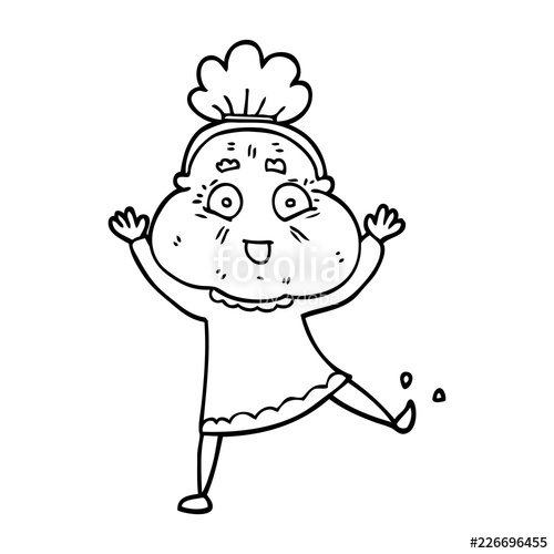 500x500 line drawing cartoon dancing old lady stock image and royalty - Old Lady Cartoon Drawing