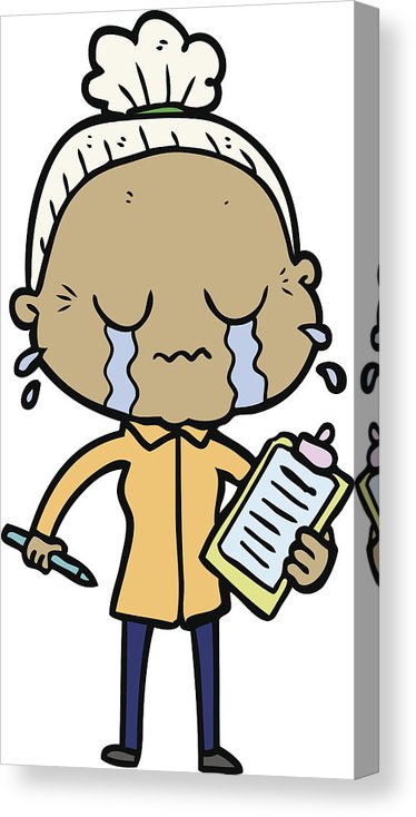 374x734 cartoon crying old lady canvas print canvas art - Old Lady Cartoon Drawing