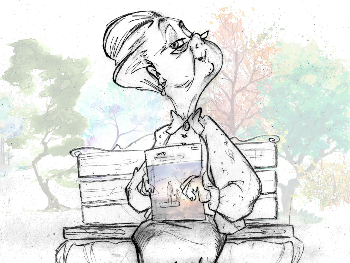 1400x1050 jw beautiful old lady - Old Lady Drawing