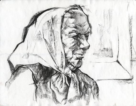 570x447 old lady drawing - Old Lady Drawing