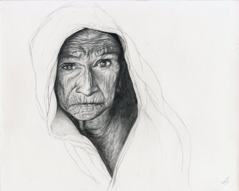 794x633 portrait drawing pencil old lady woman wrinkles etsy - Old Lady Drawing