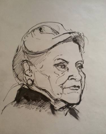 375x470 Portrait Of Old Lady Drawings For Sale Saatchi Art - Old Lady Drawing