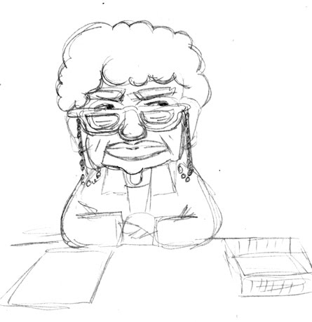 445x459 drawing old lady - Old Lady Drawing