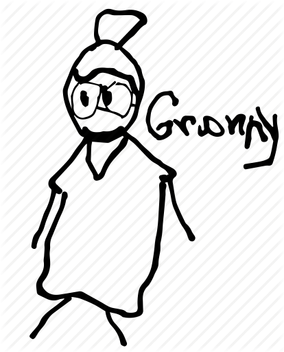 414x512 grand ma, grand mother, granny, happy birthday, old lady, stick - Old Lady Drawing