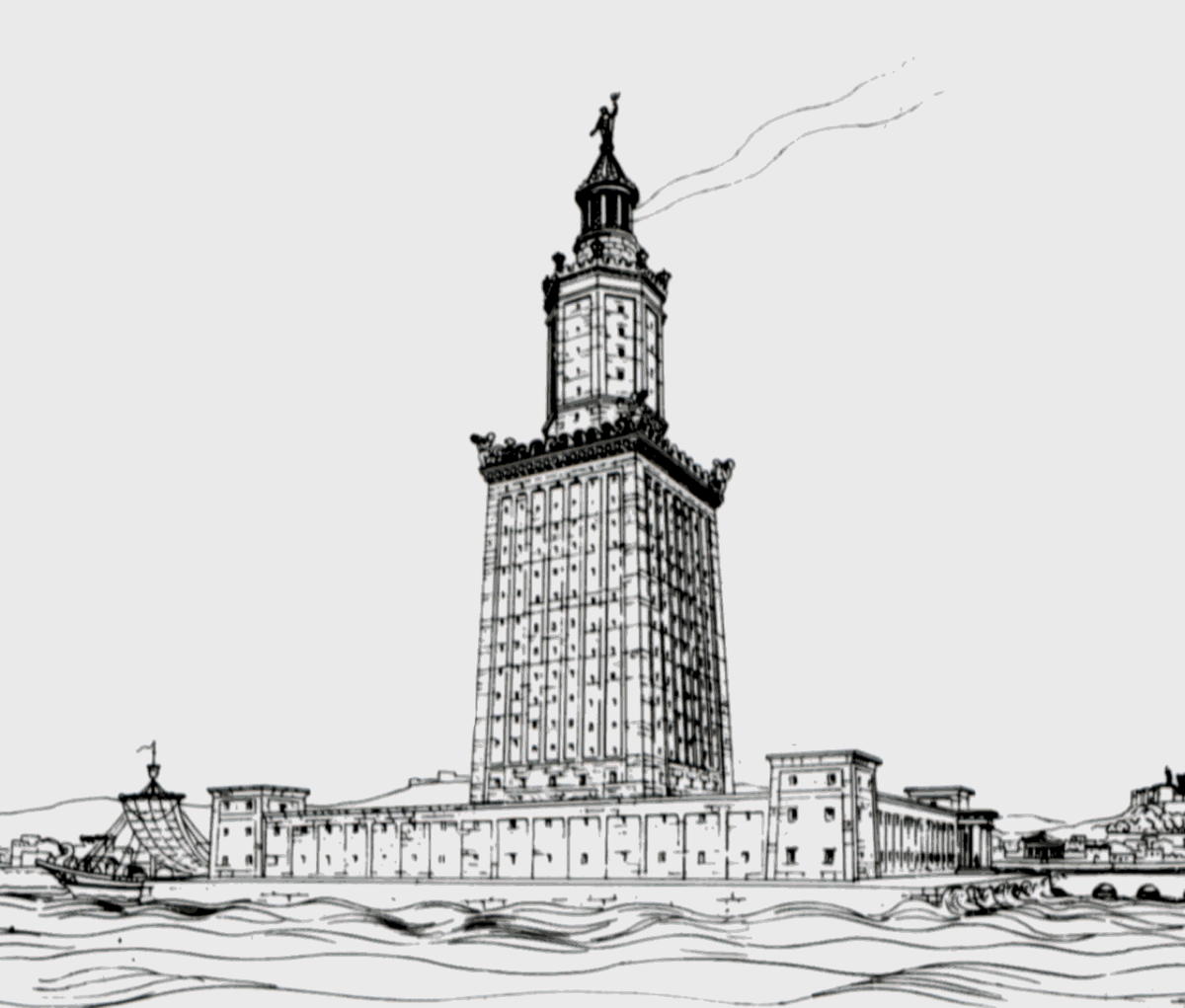 1200x1021 Lighthouse Of Alexandria - Old Lighthouse Drawing