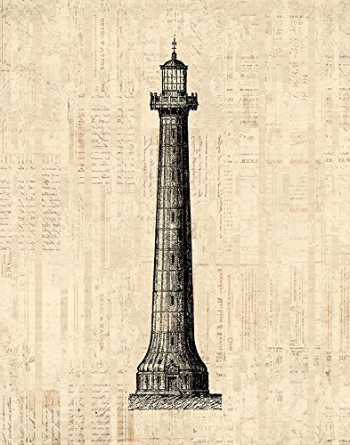 393x500 antique lighthouse print for wall art home - Old Lighthouse Drawing