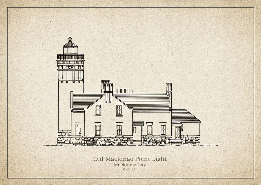 900x638 Old Mackinac Point Lighthouse - Old Lighthouse Drawing