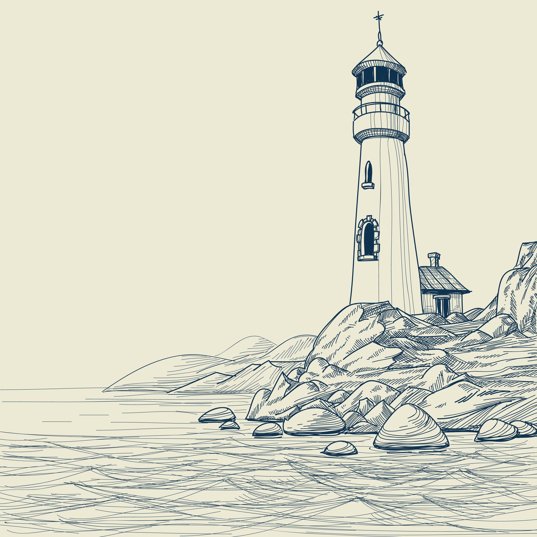 1732x1732 Light House Drawings Lighthouse Drawing Royalty Free Stock - Old Lighthouse Drawing