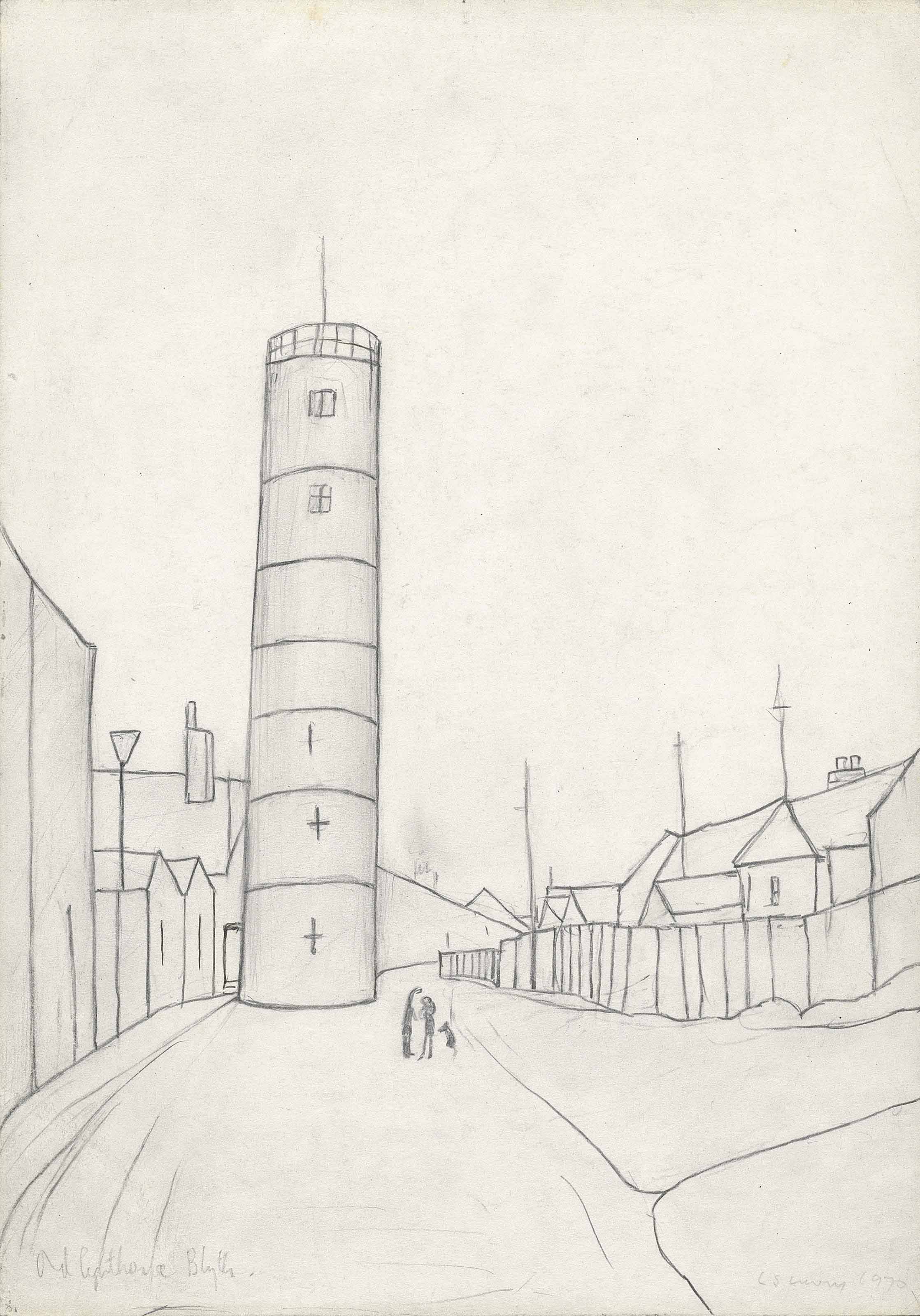 2236x3200 Laurence Stephen Lowry, R - Old Lighthouse Drawing