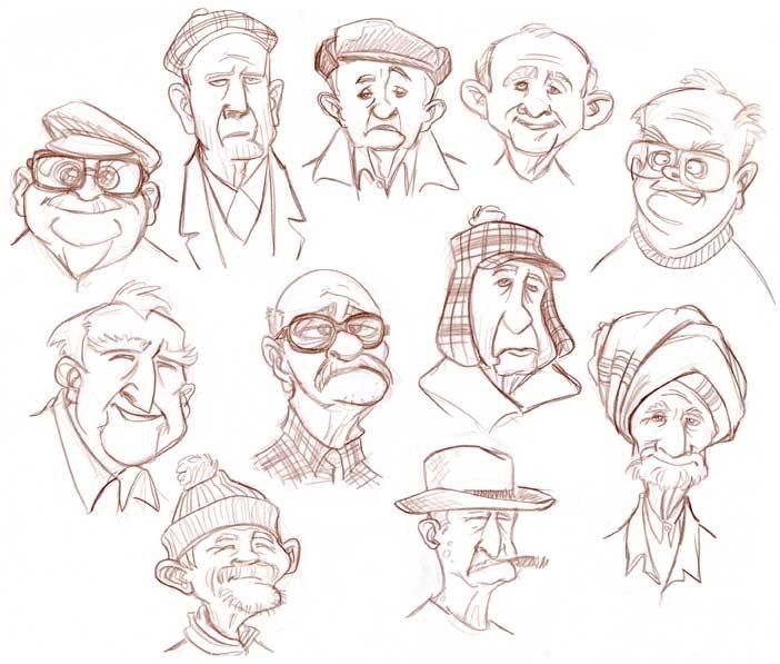702x597 Art Man Sketch, Character Drawing, Drawings - Old Man Cartoon Drawing