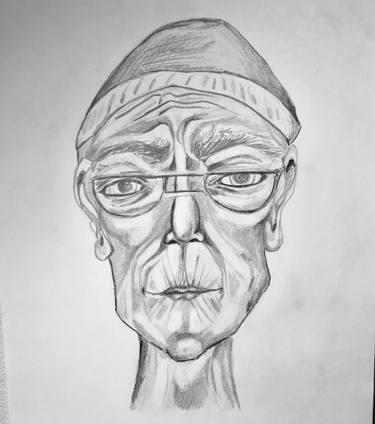 375x424 homeless old man portrait drawing - Old Man Drawing