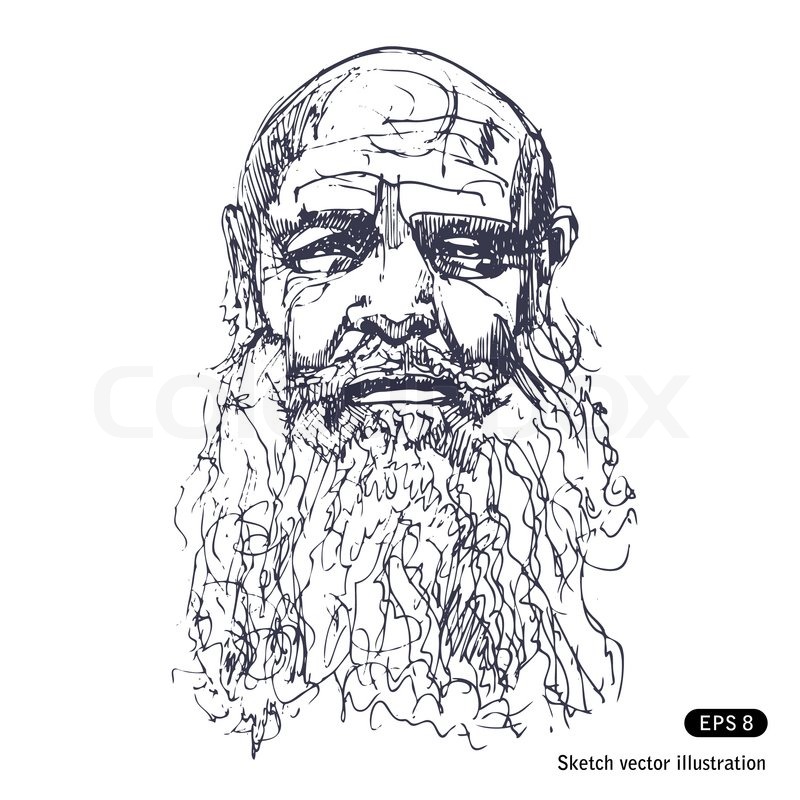 800x800 Old Man With A Beard Stock Vector Colourbox - Old Man Face Drawing
