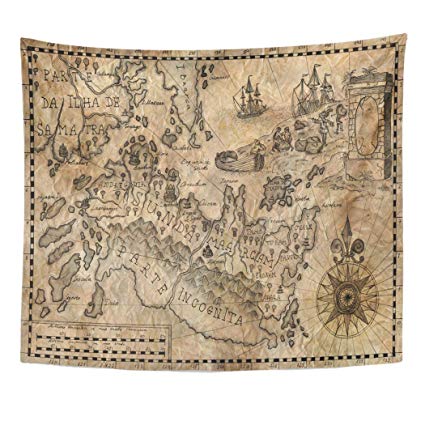 425x425 emvency decor wall tapestry old map of the fantasy - Old Map Drawing