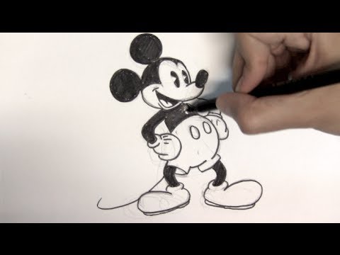 480x360 How To Draw Mickey Mouse Step - Old Mickey Mouse Drawing