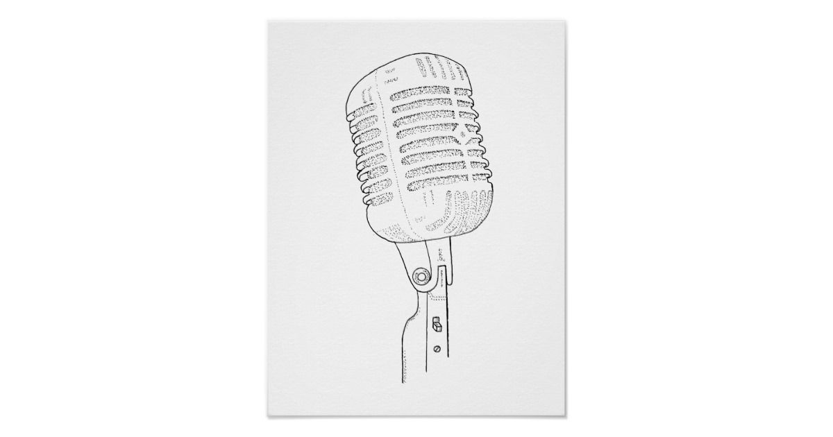 1200x630 microphone drawing retro microphone for free download - Old Microphone Drawing