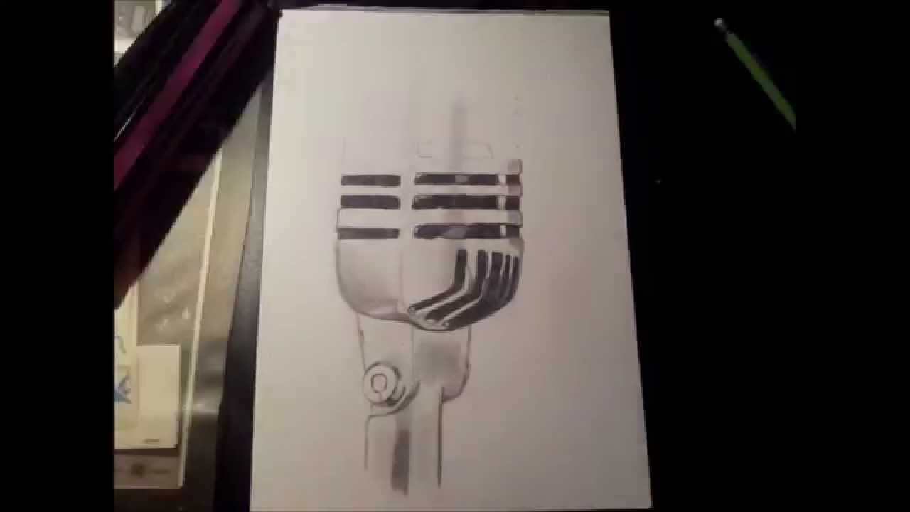 1280x720 Drawing - Old Microphone Drawing