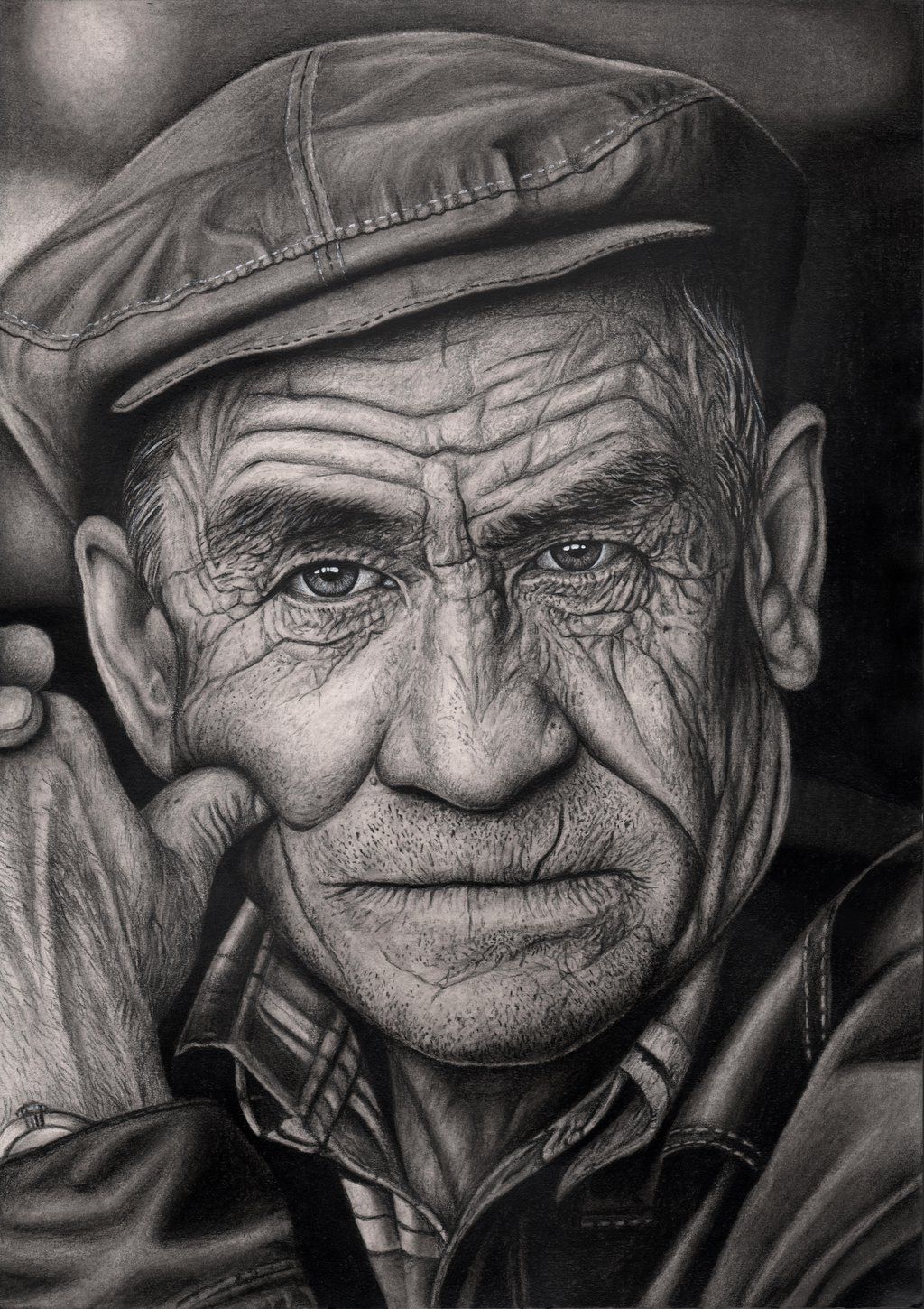1024x1450 Old Man' Graphite Drawing - Old People Drawing