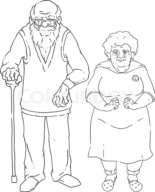 646x800 vector illustration of an elderly stock vector colourbox - Old People Drawing
