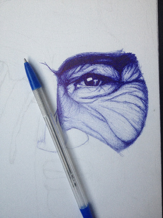 320x427 wip of an old woman, done in pen hope u like it! have - Old People Drawing