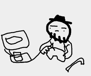 300x250 old person playing video games drawing - Old Person Drawing