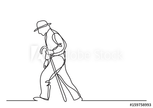500x354 Old Man Walking - Old Person Drawing