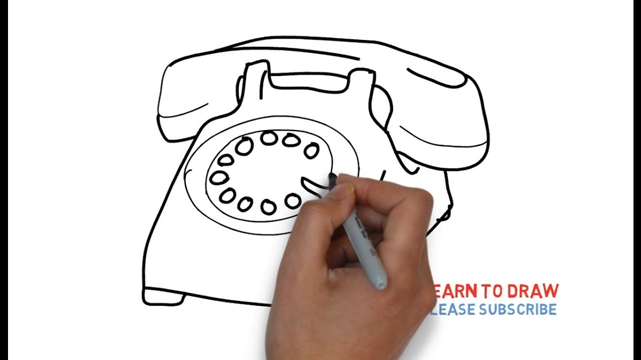 1280x720 how to draw an old phone step - Old Phone Drawing