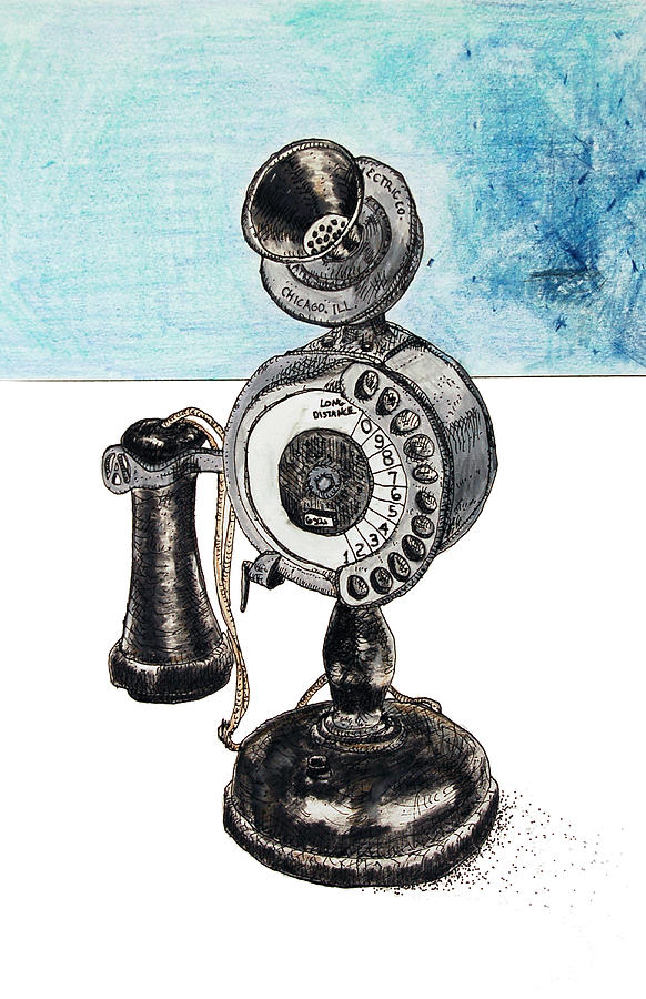 582x900 old phone drawing - Old Phone Drawing