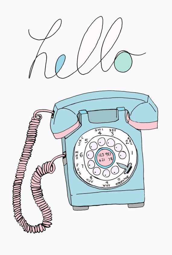 570x843 Retro Telephone Art Print - Old Phone Drawing