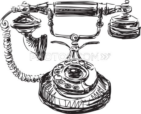460x372 stock illustrations vector image of a sketch of old phone - Old Phone Drawing