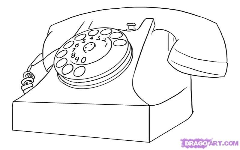 800x500 Sketches Of Vintage Phones - Old Phone Drawing