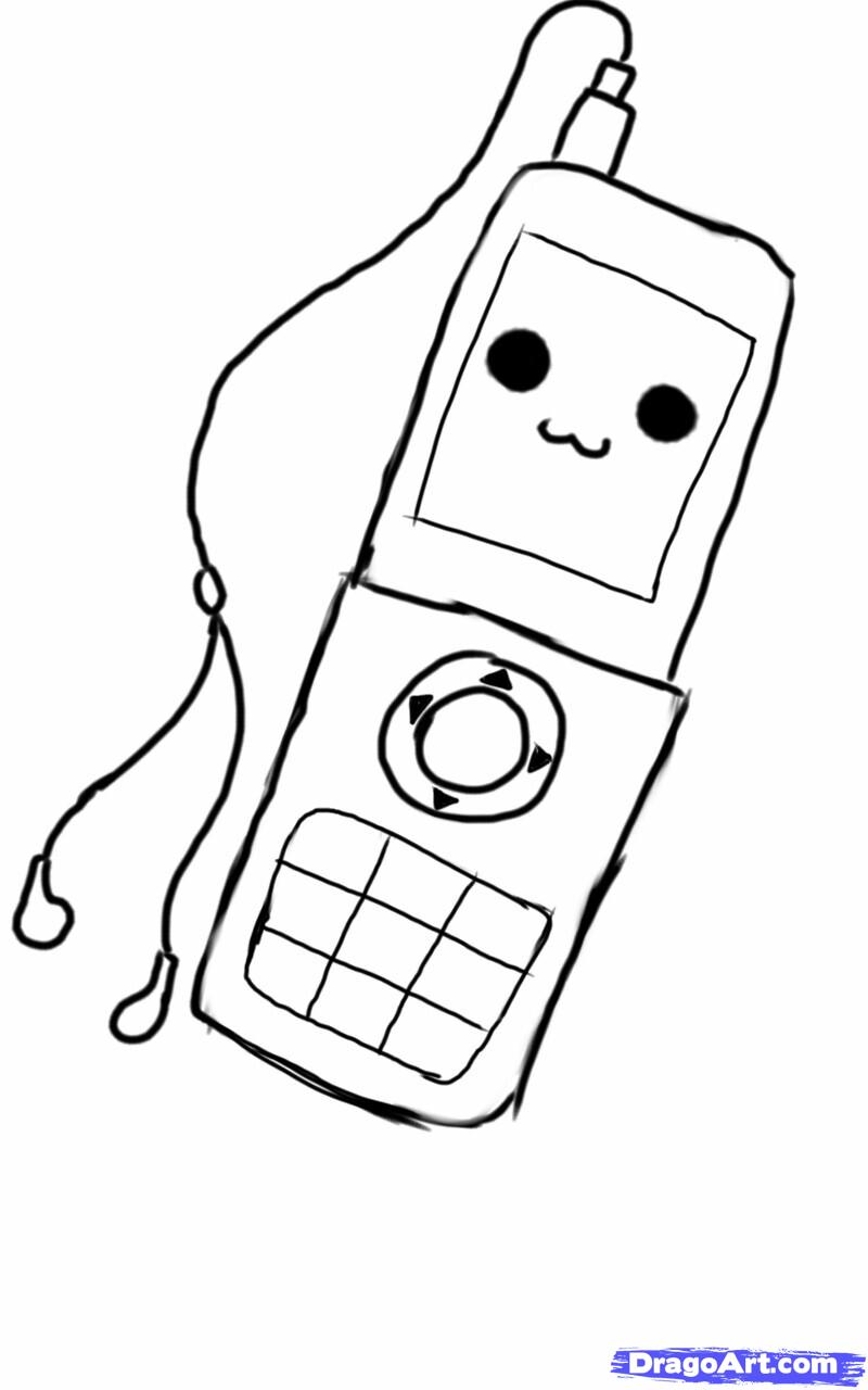 800x1280 draw a classic phone, step - Old Phone Drawing