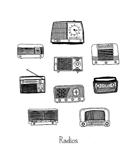 570x696 Pen And Ink Drawing Vintage Radios - Old Radio Drawing