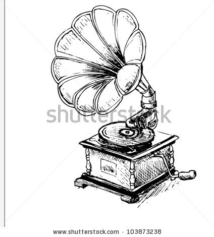424x470 Clipart Of Victrollas - Old Record Player Drawing