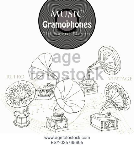 427x467 old wind up record player - Old Record Player Drawing