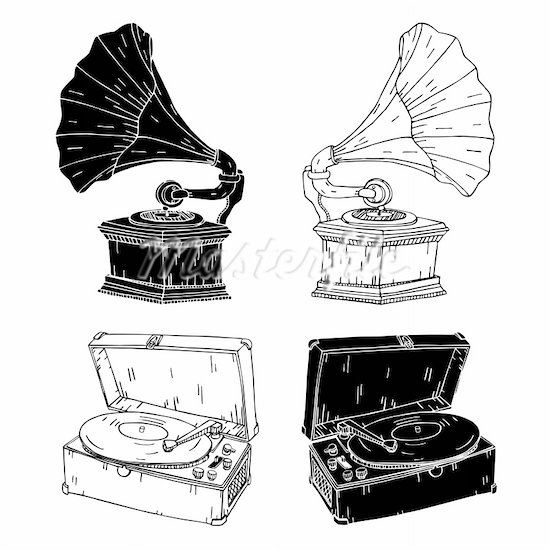 550x550 record player clipart old school - Old Record Player Drawing