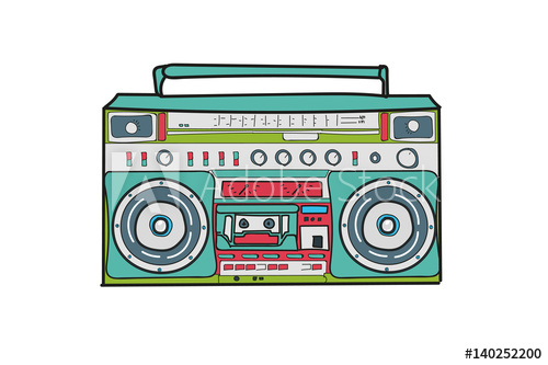 500x333 old record player for audio cassettes hand drawing - Old Record Player Drawing